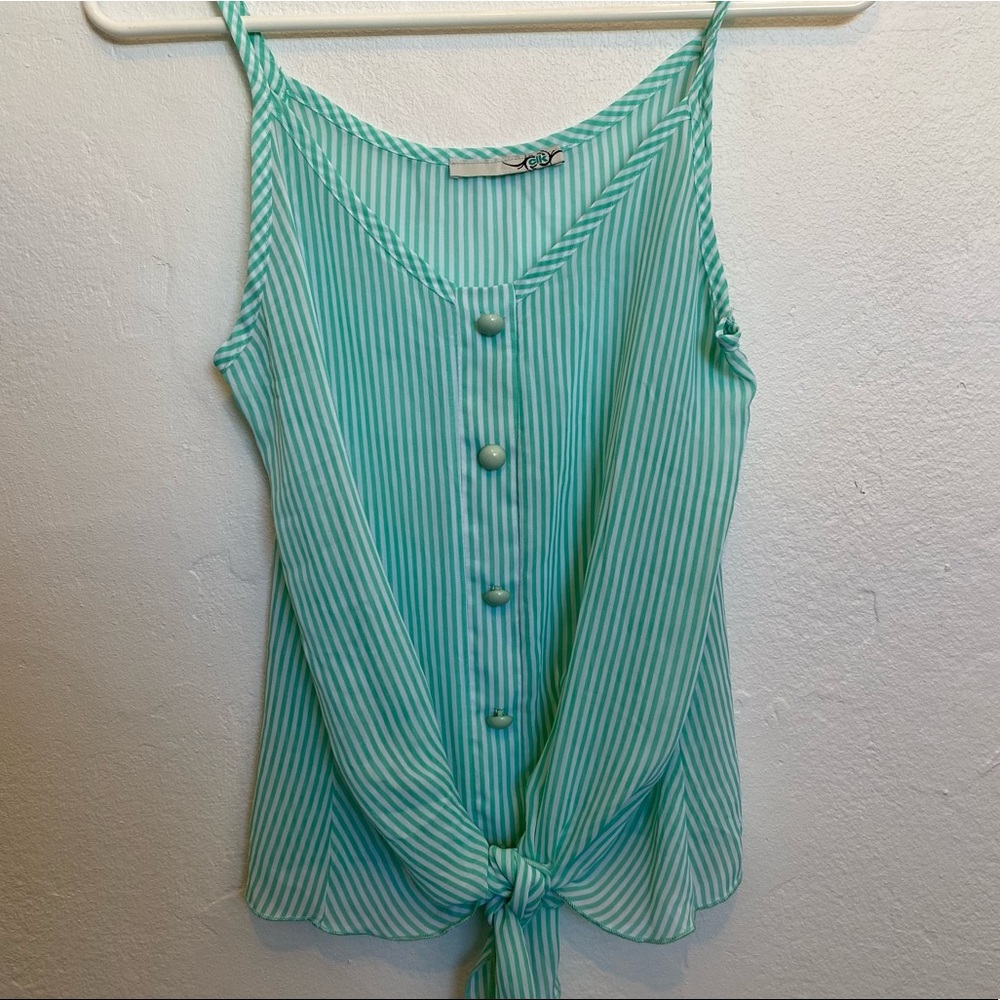 Mint green and white sheer tank top. Size XSmall